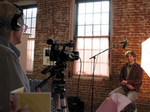 Ray doing an interview